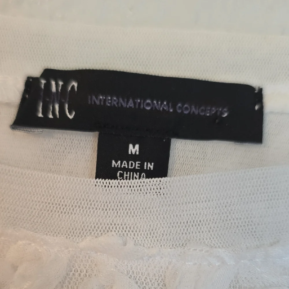 INC International Concepts White Textured Blouse - Picture 2 of 7